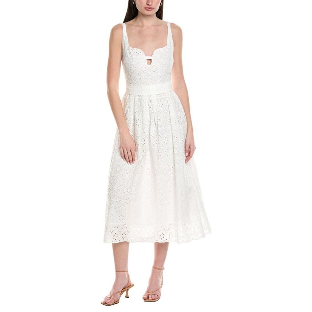 Seraphina Womens  Embroidered Midi Dress, White